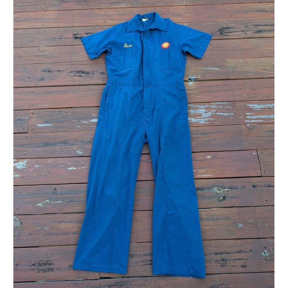Vintage Oil Field Jumpsuit Walls Master Made Coveralls Blue Shell Size 40 USA TX
